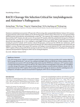 BACE1 Cleavage Site Selection Critical for Amyloidogenesis and Alzheimer’S Pathogenesis