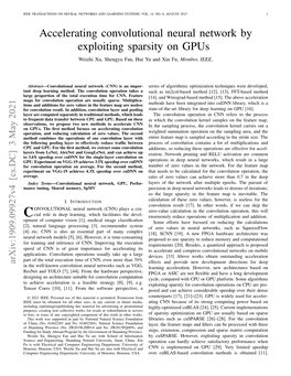 Accelerating Convolutional Neural Network by Exploiting Sparsity on Gpus Weizhi Xu, Shengyu Fan, Hui Yu and Xin Fu, Member, IEEE