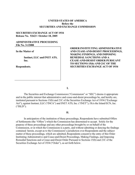 Instinet, LLC and INET ATS, Inc.; Release No. 34-52623