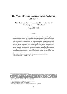 The Value of Time: Evidence from Auctioned Cab Rides∗