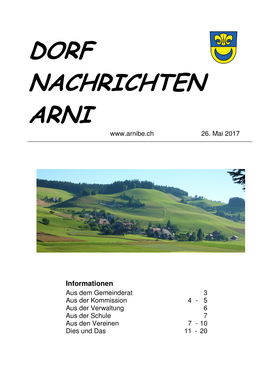 Dorf Nachrichten Arni