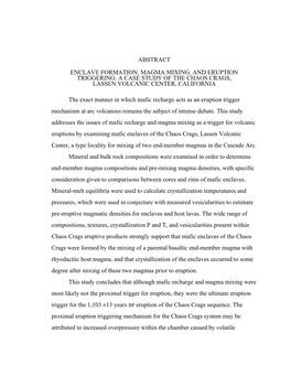 Enclave Formation, Magma Mixing, and Eruption Triggering: a Case Study of the Chaos Crags, Lassen Volcanic Center, California