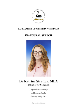 Dr Katrina Stratton, MLA (Member for Nedlands)