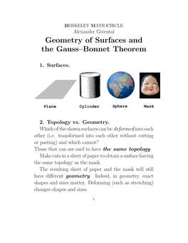 Geometry of Surfaces and the Gauss–Bonnet Theorem