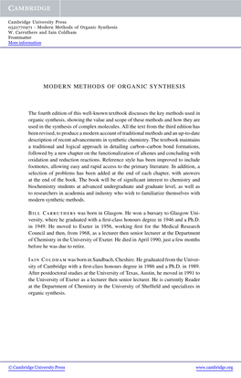 Modern Methods of Organic Synthesis W