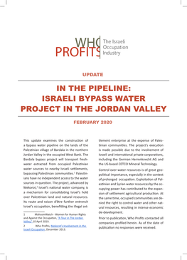 Israeli Bypass Water Project in the Jordan Valley