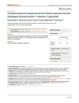 Complete Plastome Sequences of Two Species from the Psidium