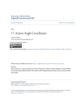 17. Action-Angle Coordinates Gerhard Müller University of Rhode Island, Gmuller@Uri.Edu Creative Commons License