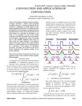 Convolution and Applications of Convolution