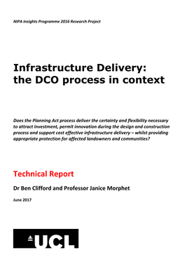 Infrastructure Delivery: the DCO Process in Context