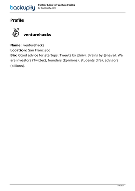 Twitter Book for Venture Hacks by Backupify.Com