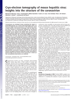 Cryo-Electron Tomography of Mouse Hepatitis Virus: Insights Into the Structure of the Coronavirion