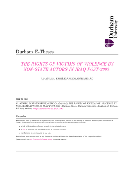 The Rights of Victims of Violence by Non-State Actors in Iraq Post-2003