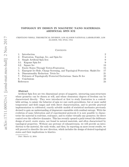 Topology by Design in Magnetic Nano-Materials: Artificial Spin