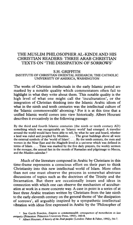 The Muslim Philosopher Al-Kindi and His Christian Readers: Three Arab Christian Texts on 'The Dissipation of Sorrows'