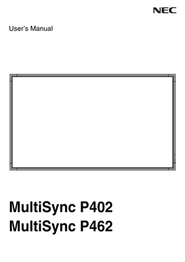 Multisync P402 Multisync P462 Index