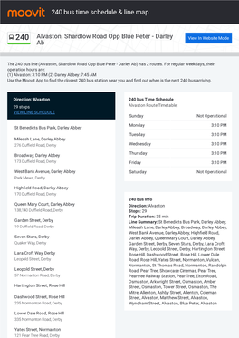 240 Bus Time Schedule & Line Route