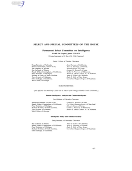 Select and Special Committees of the House