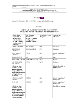 Commission Implementing Regulation (EU) 2019/618 of 15 April 2019 Amending Regulation (EC) No 1 474/2006