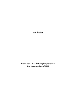 March 2021 Women and Men Entering Religious Life