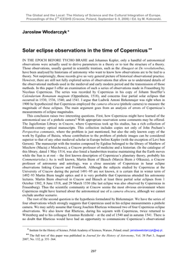 Solar Eclipse Observations in the Time of Copernicus **