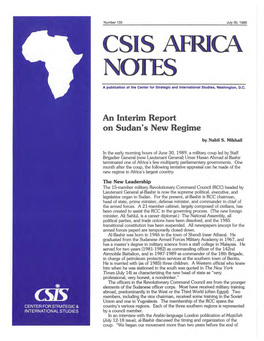 An Interim Report on Sudan's New Regime