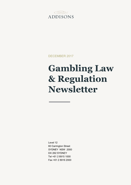 Gambling Law & Regulation Newsletter