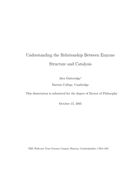 Understanding the Relationship Between Enzyme Structure and Catalysis