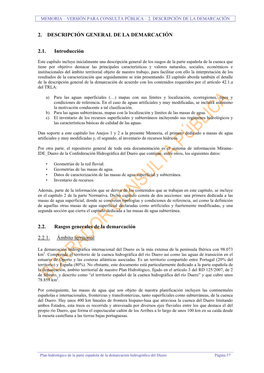 2. DESCRIPCIÓN GENERAL DE LA DEMARCACIÓN 2.1. Introducción 2.2. Rasgos Generales De La Demarcación 2.2.1. Ámbito Territoria