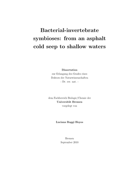 Bacterial-Invertebrate Symbioses: from an Asphalt Cold Seep to Shallow Waters