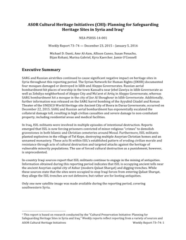 ASOR Cultural Heritage Initiatives (CHI): Planning for Safeguarding Heritage Sites in Syria and Iraq1