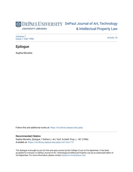 Depaul Journal of Art, Technology & Intellectual Property Law Epilogue