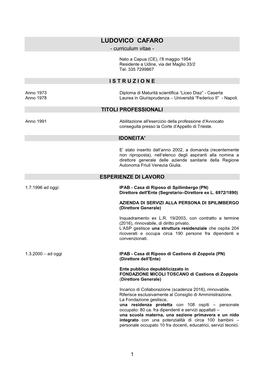 LUDOVICO CAFARO - Curriculum Vitae