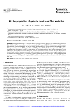 On the Population of Galactic Luminous Blue Variables