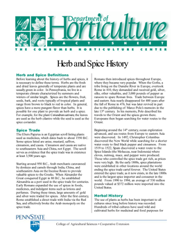 Herb and Spice History