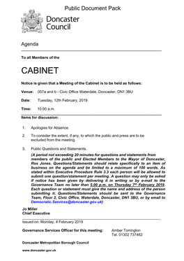 (Public Pack)Agenda Document for Cabinet, 12/02/2019 10:00