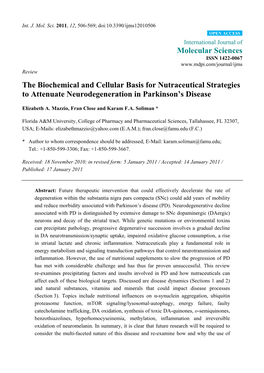 The Biochemical and Cellular Basis for Nutraceutical Strategies to Attenuate Neurodegeneration in Parkinson's Disease