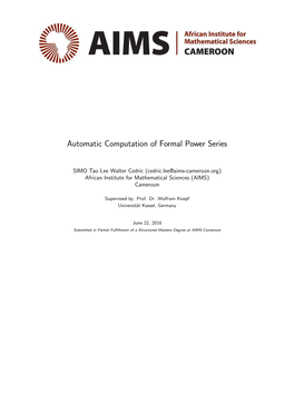 Automatic Computation of Formal Power Series