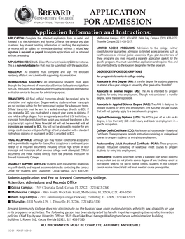 Application for Admission