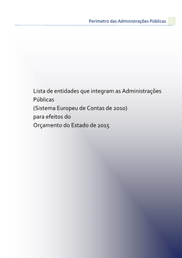 Lista De Entidades Que Integram As Administrações Públicas