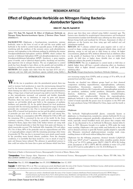 Effect of Glyphosate Herbicide on Nitrogen Fixing Bacteria- Azotobacter Species