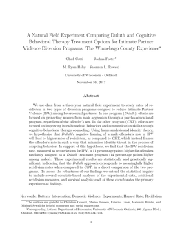 A Natural Field Experiment Comparing Duluth and Cognitive