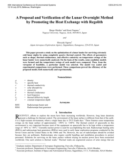 A Proposal and Verification of the Lunar Overnight Method by Promoting the Heat Exchange with Regolith