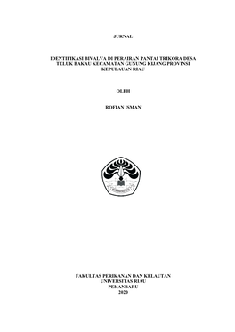 Jurnal Identifikasi Bivalva Di Perairan Pantai Trikora Desa Teluk Bakau Kecamatan Gunung Kijang Provinsi Kepulauan Riau Oleh