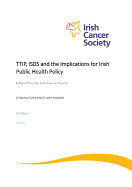 TTIP, ISDS and the Implications for Irish Public Health Policy