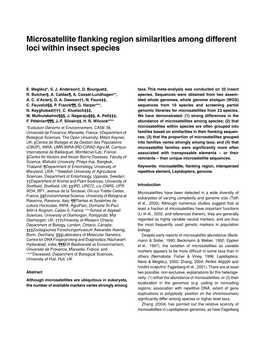 Microsatellite Flanking Region Similarities Among Different Loci Within Insect Species
