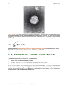 Prevention and Treatment of Viral Infections