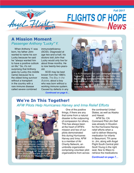 Fall 2017 FLIGHTS of HOPE West News