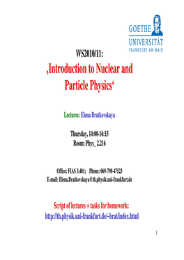 ‚Introduction to Nuclear and Particle Physics'