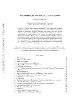 Mathematical Models of Consciousness